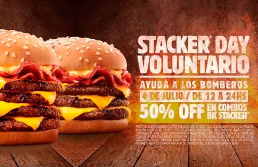 Burger King Ayuda a los bomberos: 50% OFF en tu combo Stacker