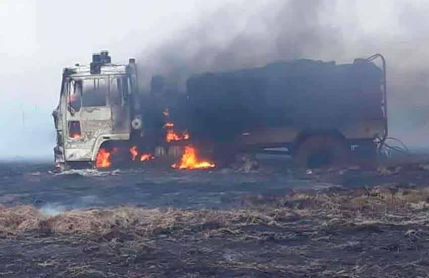 Bomberos sufrieron la perdida de una autobomba en incendio