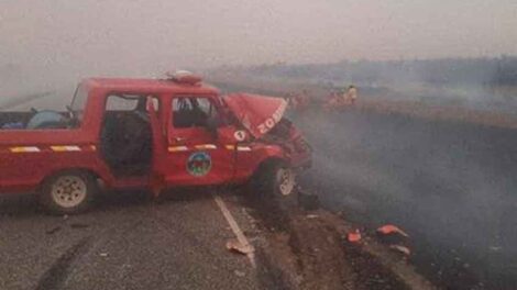 Un móvil de los Bomberos sufrió un accidente al colisionar contra un cisterna