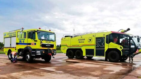 Equipa el aeropuerto de Yacuiba con dos modernos carros bomberos