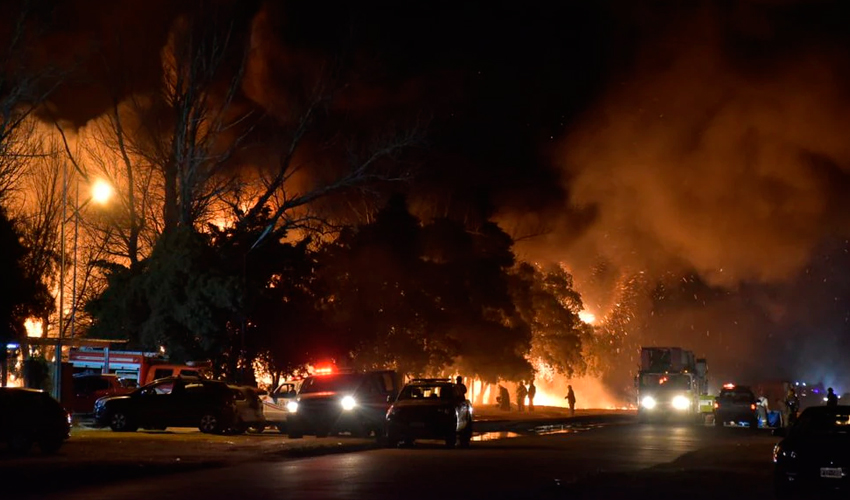 Impactante incendio en una fábrica de San Luis