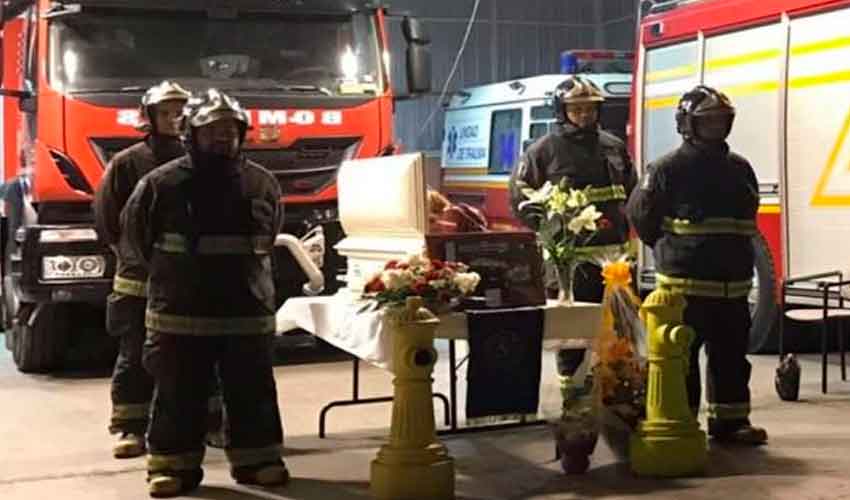 Bomberos dan emotivo último adiós al perrito de la estación