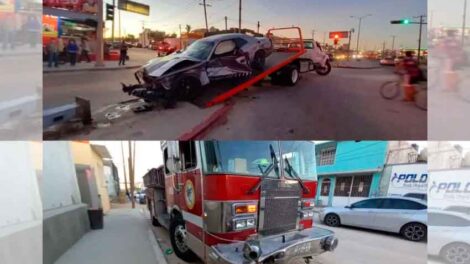 Fuerte accidente entre camión de bomberos y vehículo