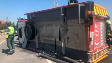 Herido un bombero en  tras sufrir un accidente de tráfico