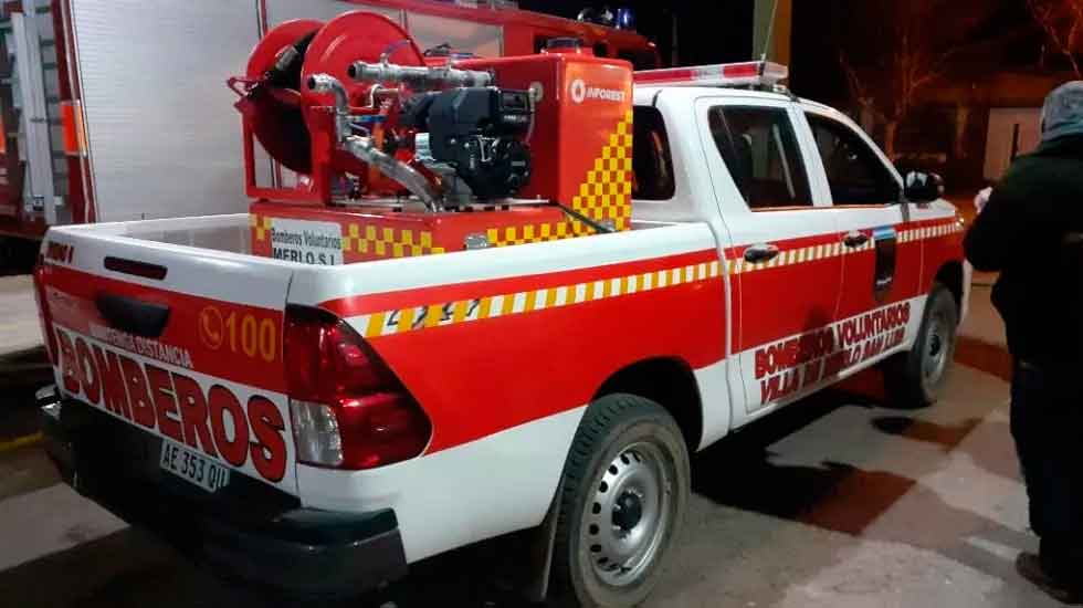 Bomberos Voluntarios de Villa de Merlo sumaron un nuevo kit forestal