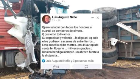 Los bomberos le salvaron la vida y les agradeció con una sentida publicación