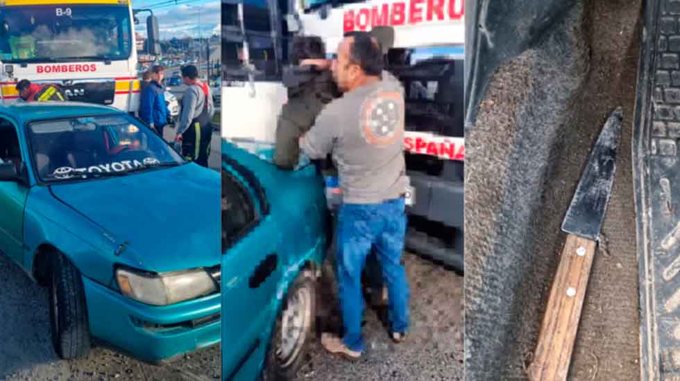 Conductor ebrio chocó varias veces a carro de Bomberos en Puerto Montt