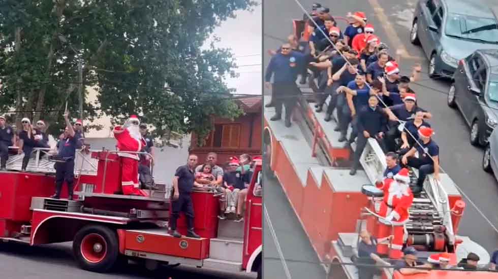 Papá Noel recorrió Lomas de Zamora junto a los bomberos Voluntarios